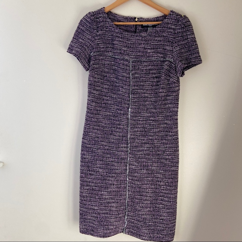 Karl Lagerfeld purple and black tweed dress S 10